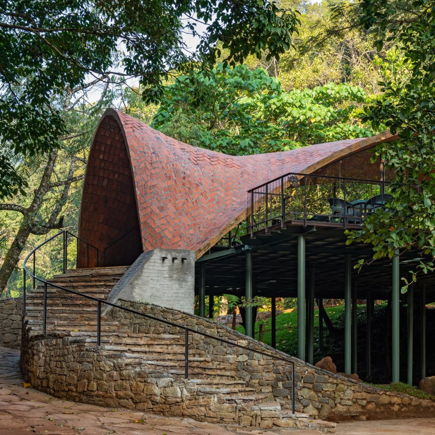 Play Architecture tops restaurant in India with undulating tiled roof
