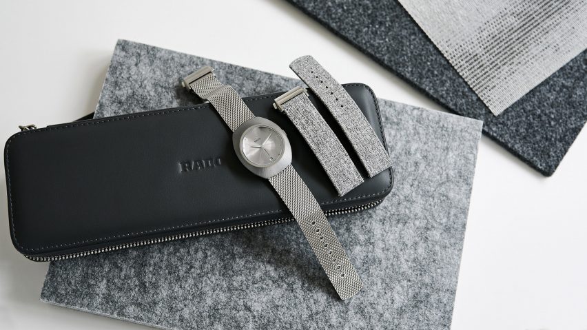Rado Diastar 60th anniversary edition with two different straps on a grey case