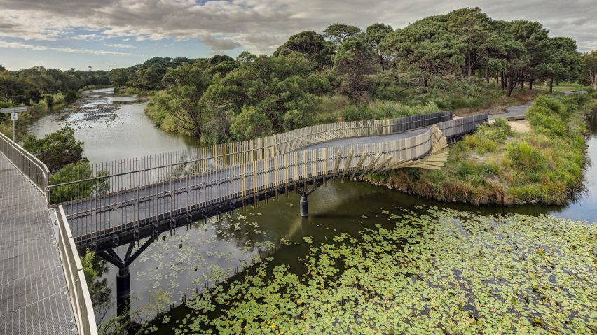 Aerial view of Bara Bridge by Sam Crawford Architects