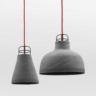 Photograph of two grey pendant lamps