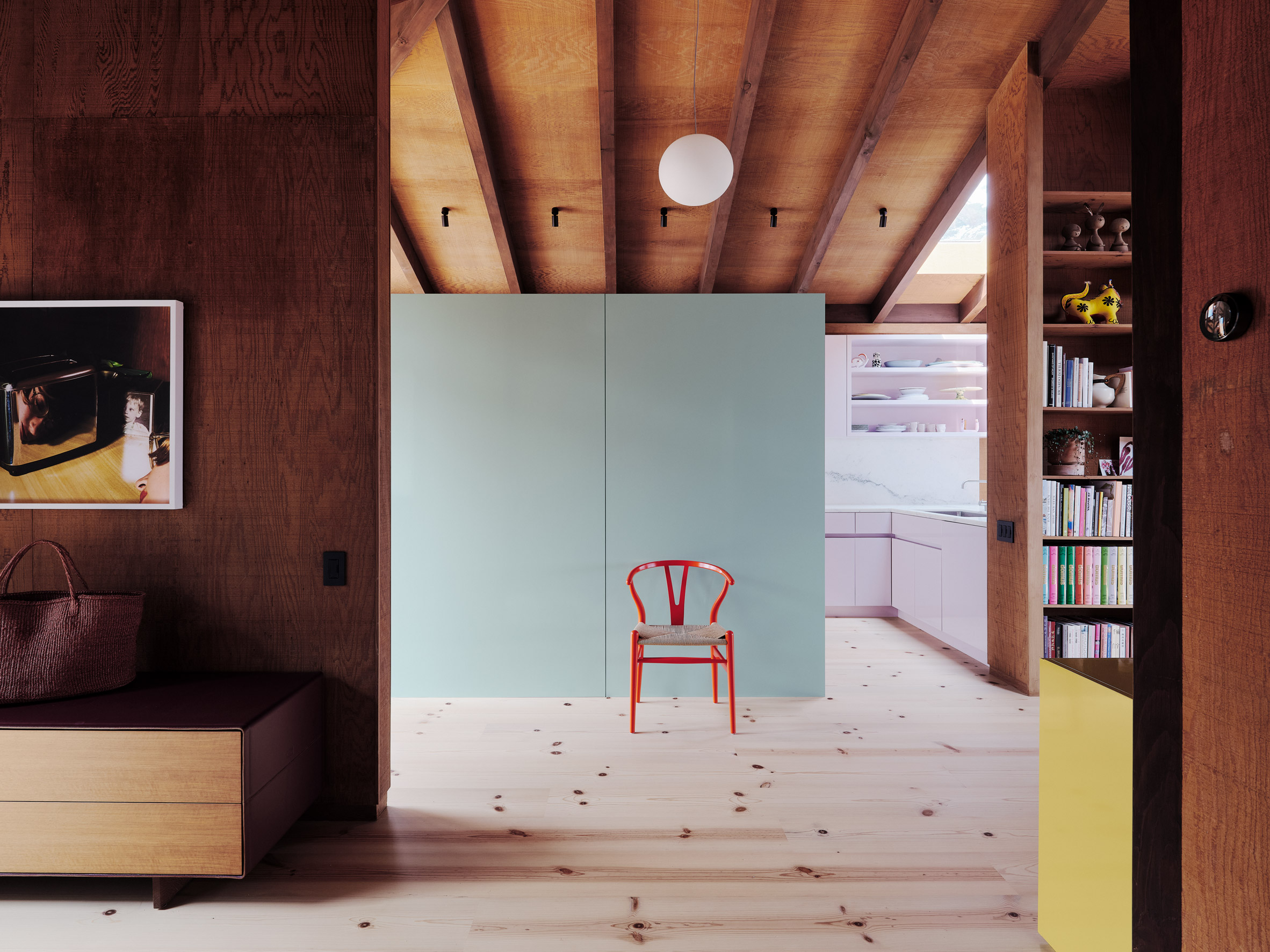 Colourful panelling and cedar ceiling in Noe Valley home