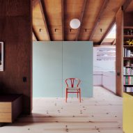 Redwood home with colourful panelling
