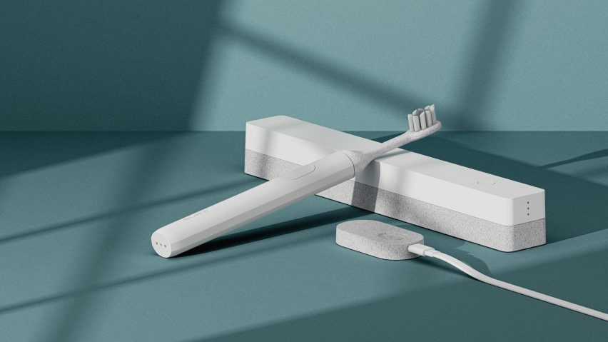 A white toothbrush and case