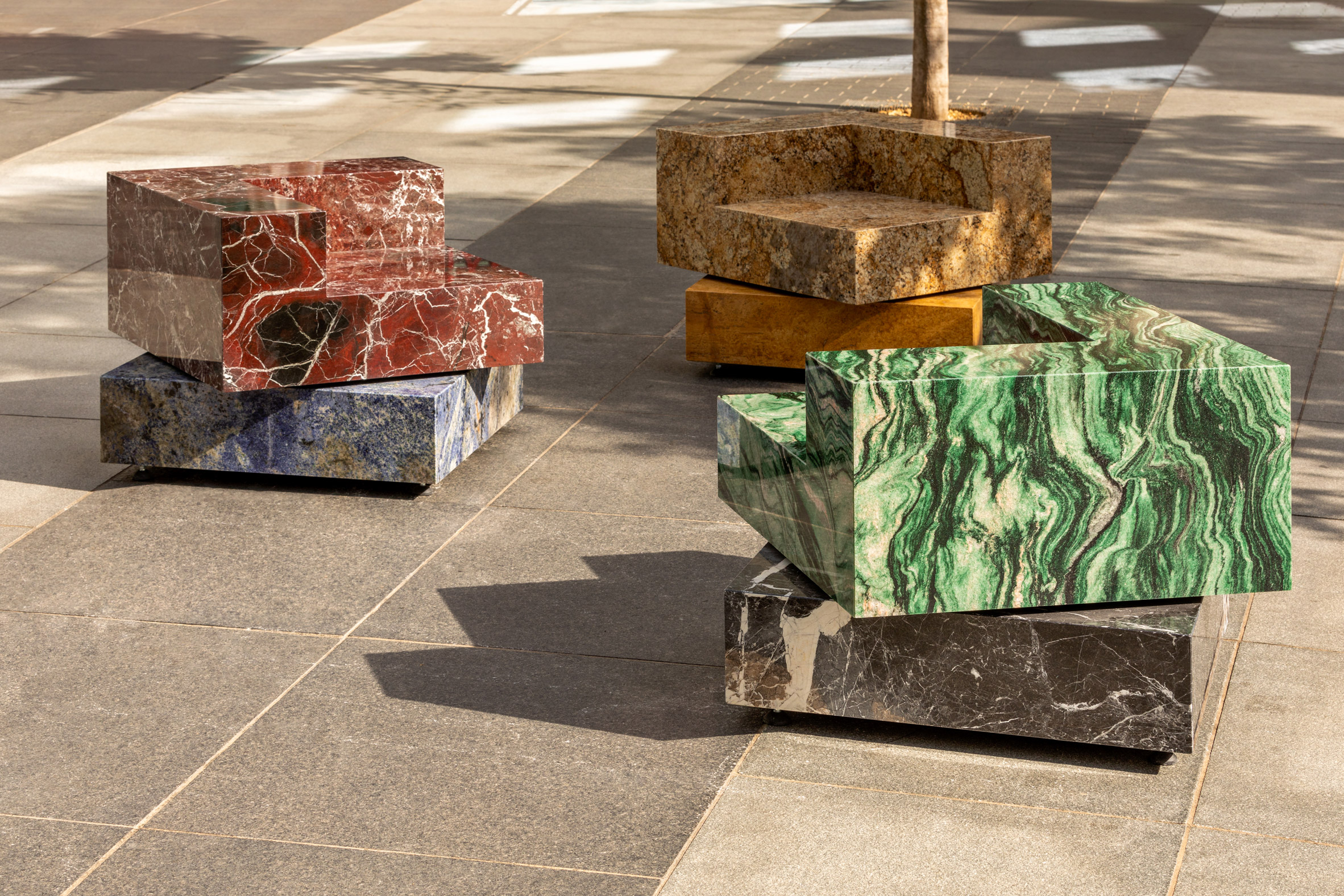 Image of chairs made from natural stones