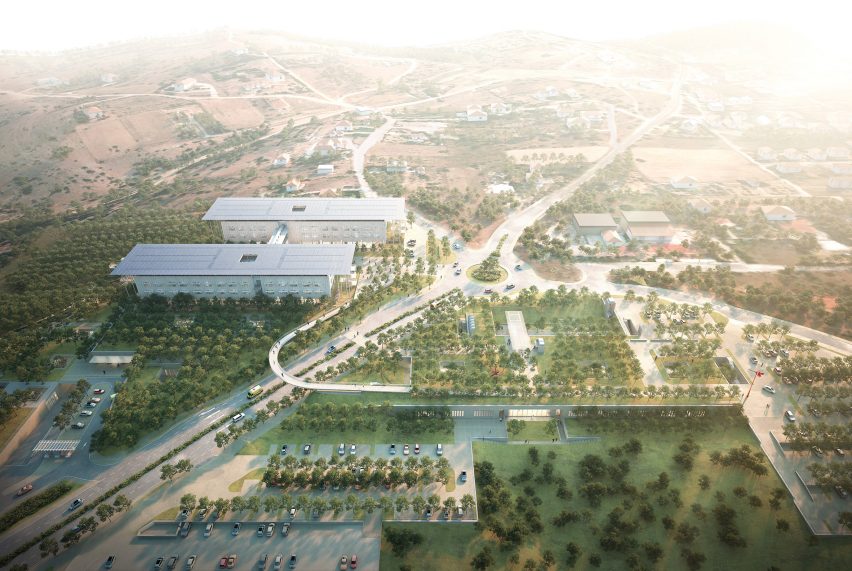 Aerial visual of The University Pediatric Hospital of Thessaloniki by Renzo Piano