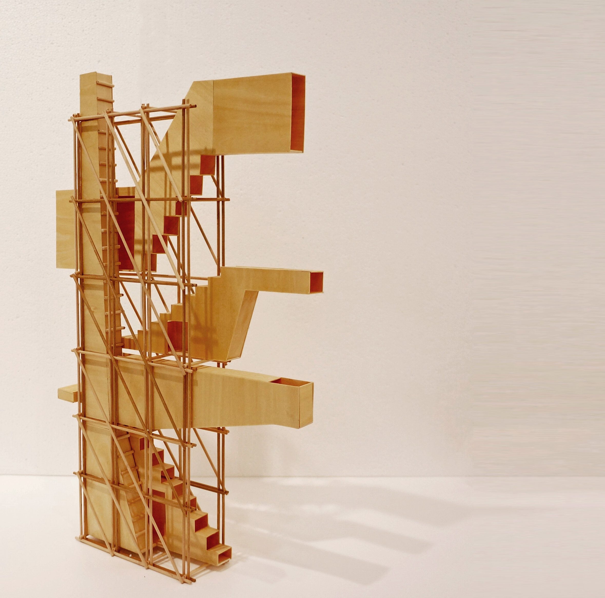 Image of a wooden model with stairs