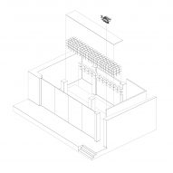 Axonometric drawing of the coffee shop in Shenyang with 300 beer cases make up the furniture
