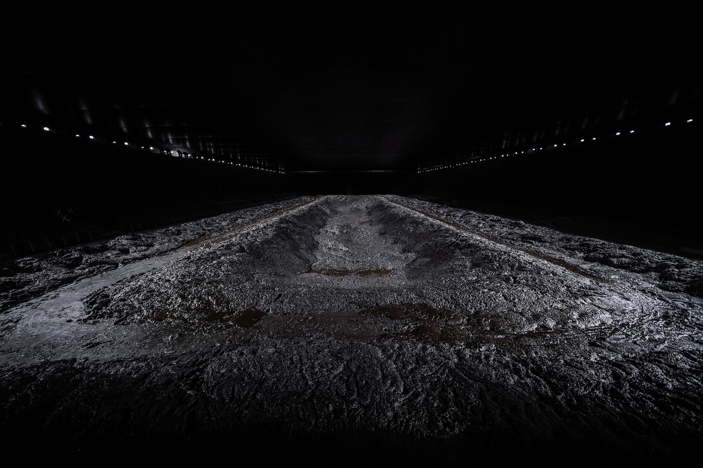 Image of the carved out runway at the Balenciaga show