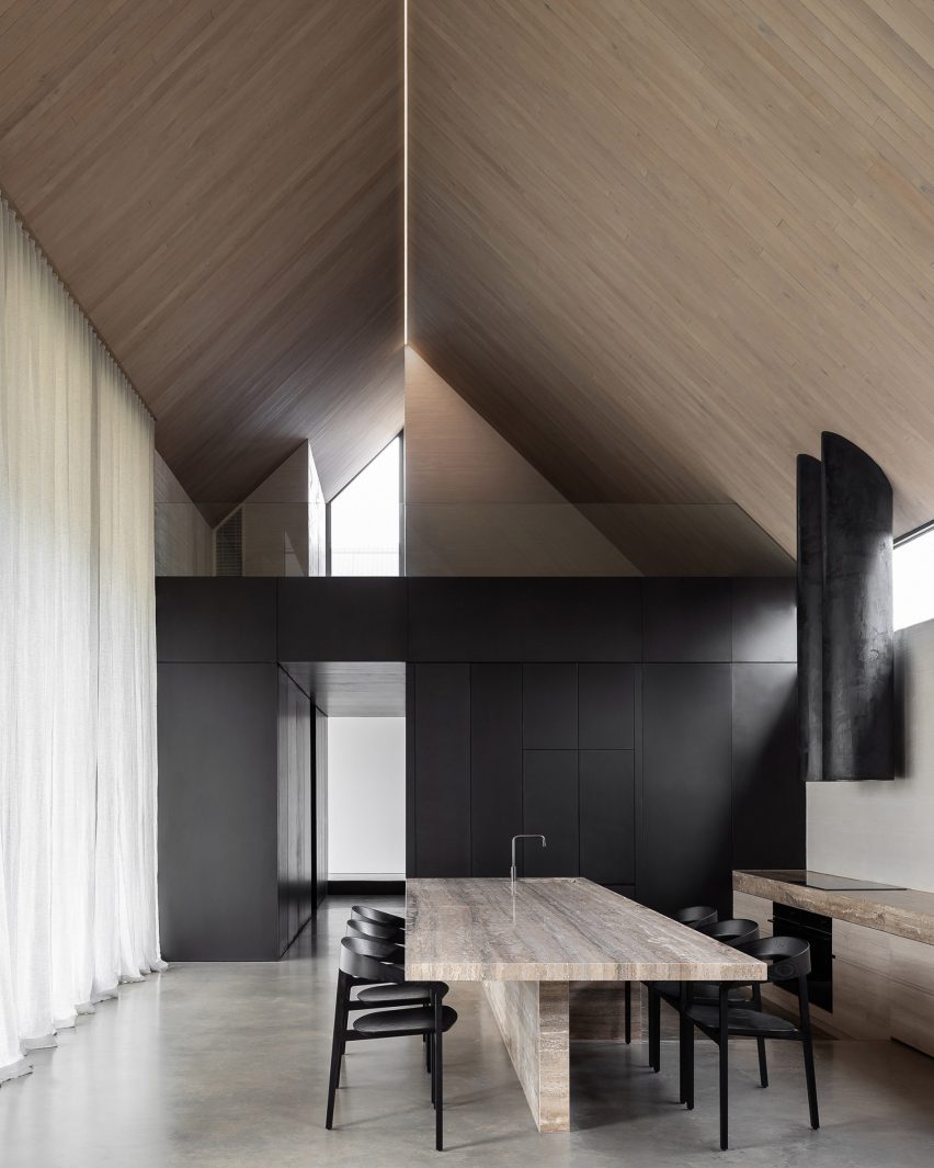 Pared-back dining room in Barwon Heads House