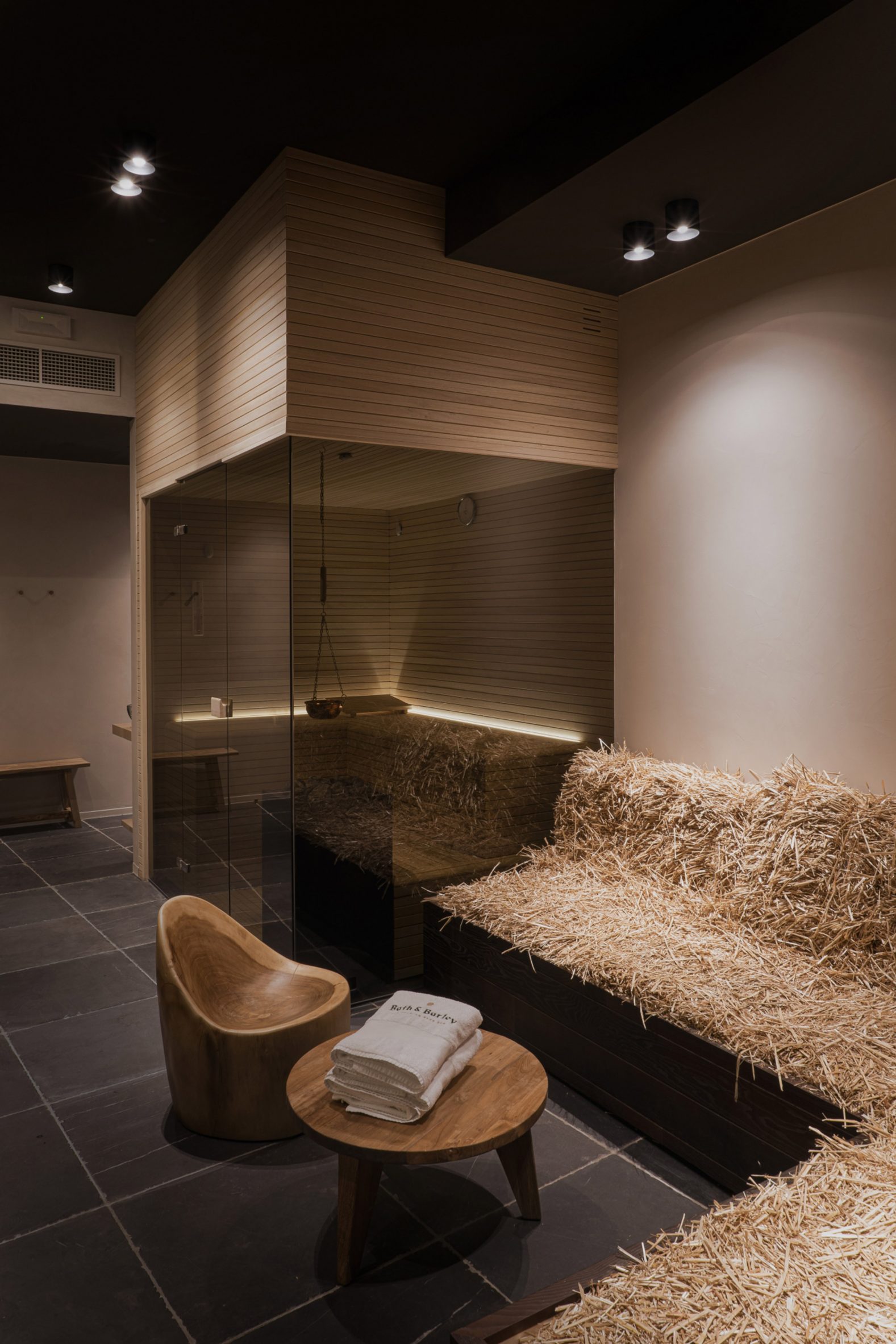 Straw beds in spa