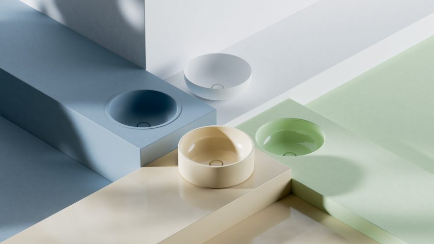 Four BetteBalance basins by Bette in four colours