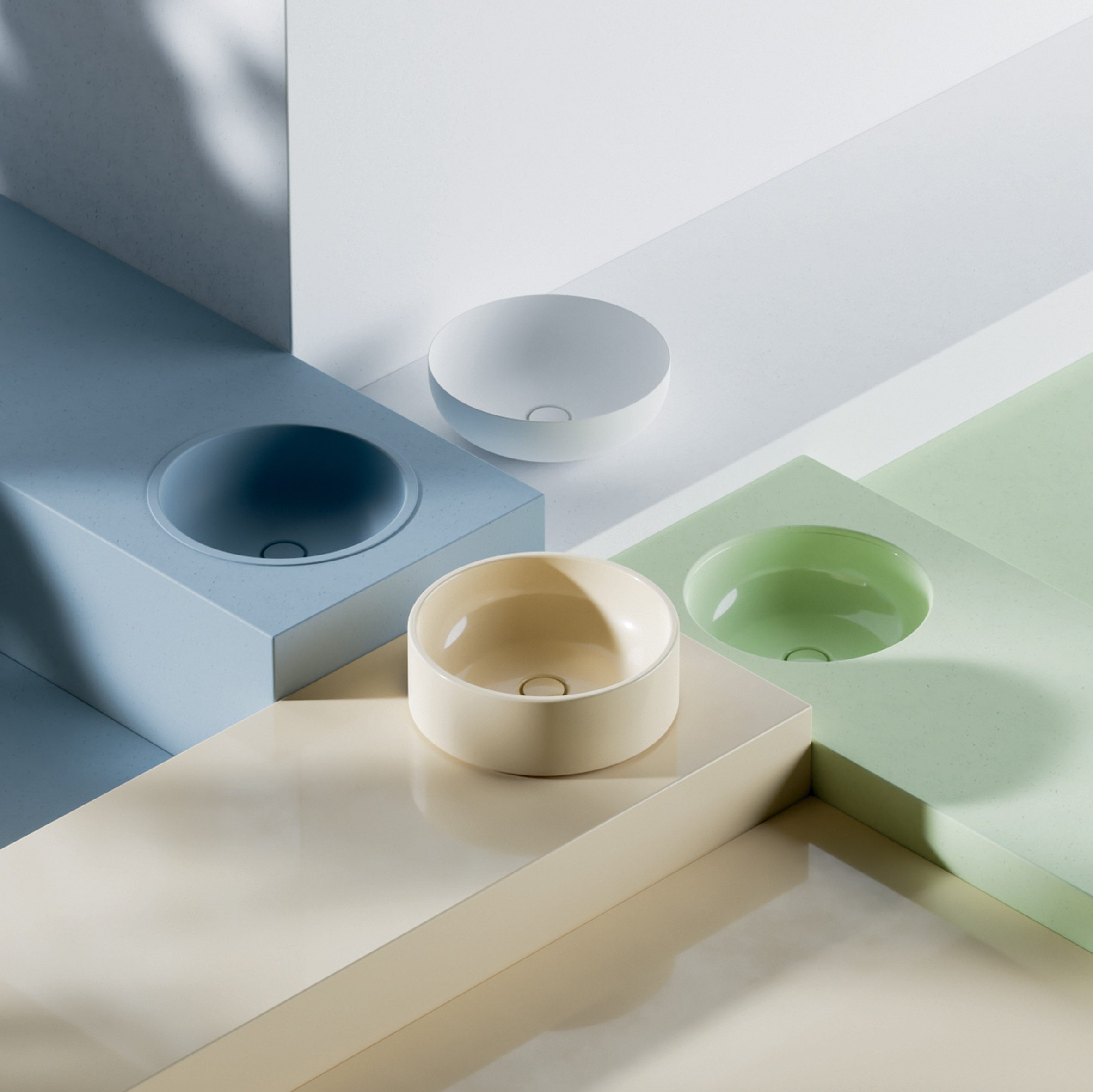 Four BetteBalance basins by Bette in four colours