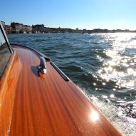 Mahogany wood on Venetian boat