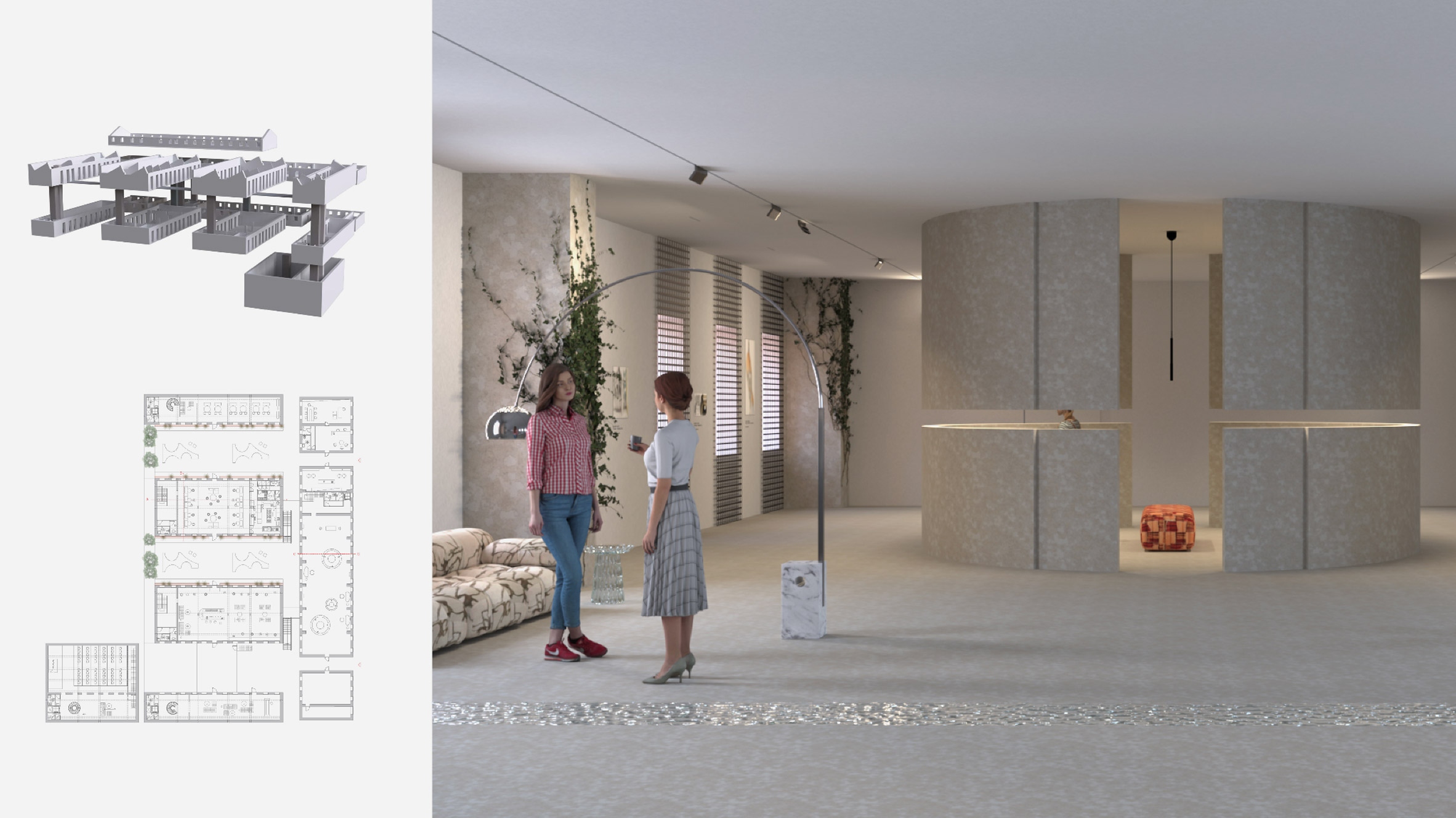 Visualisation of building interior and exploded site diagram