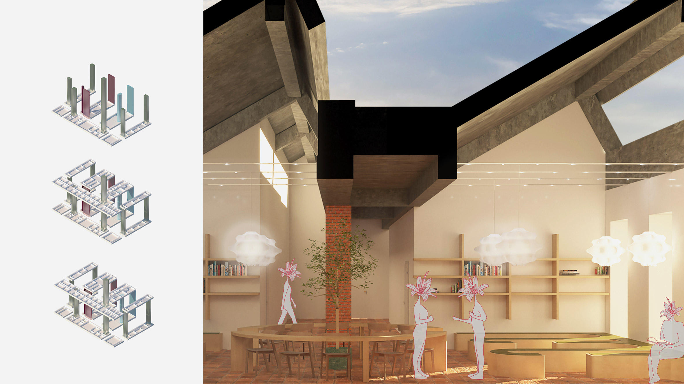 Visualisation of building interior and exploded site diagram