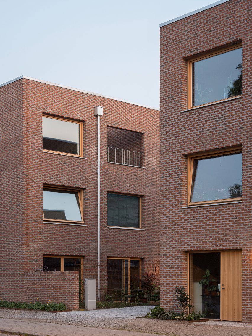 Exterior image of the red brick townhouse blocks Twelve Houses