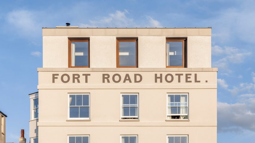 Fort Road Hotel facade with roof extension