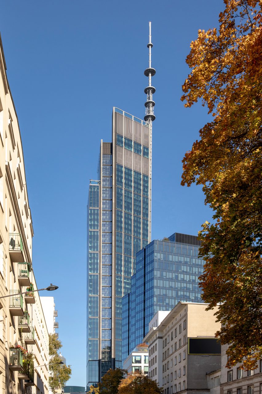 Exterior image of Varso Tower from street level