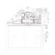 Plan drawing of Learning + Sports Center