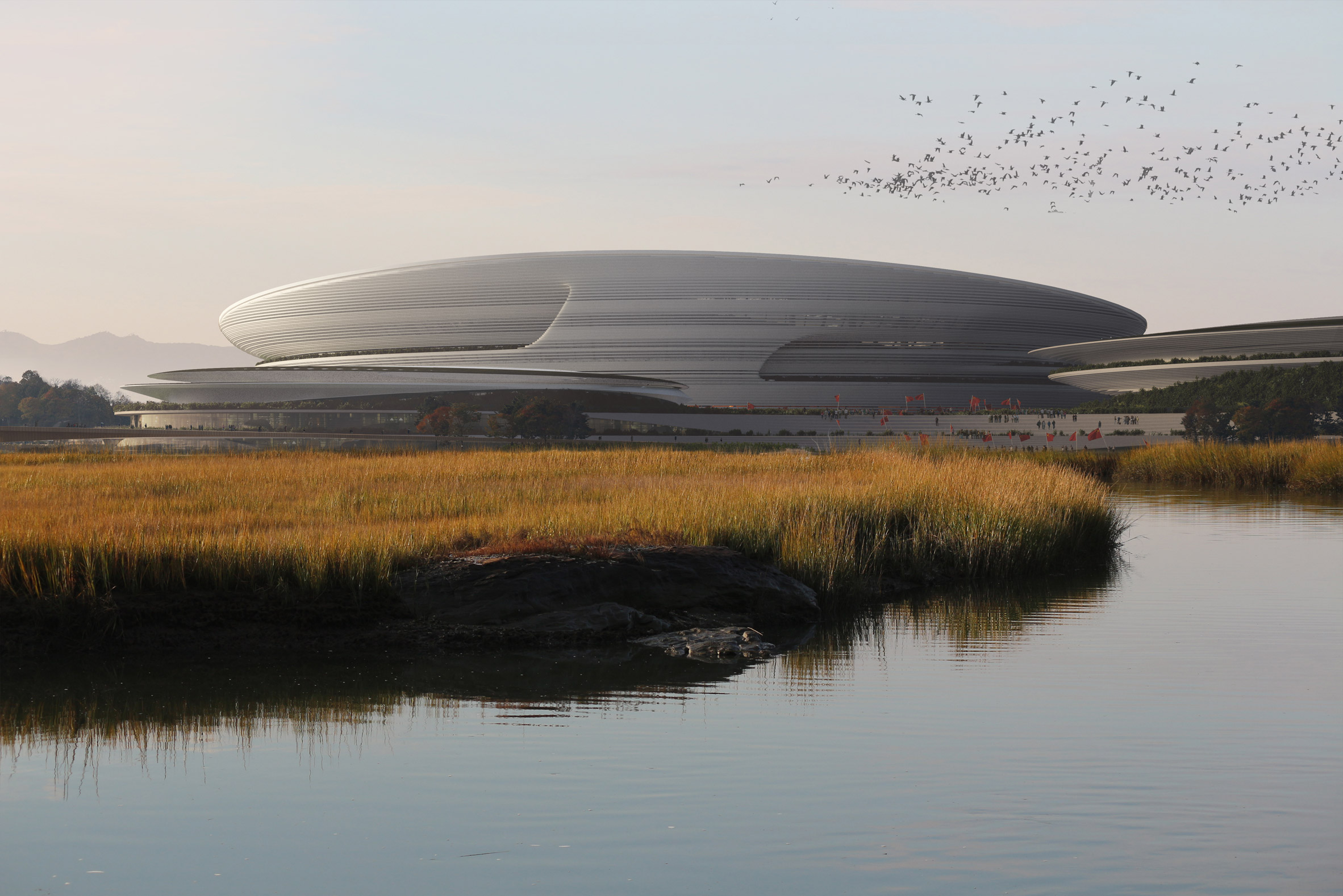 Zaha Hadid Architects-design stadium beside river