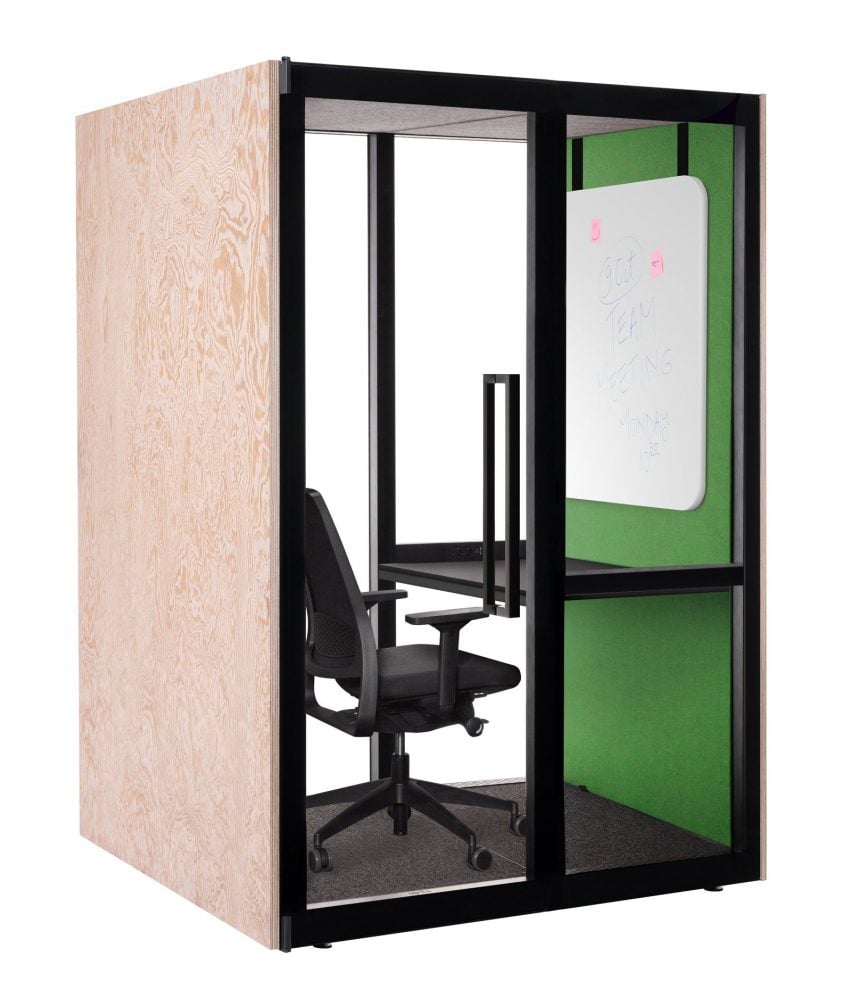 Office booth with green-felt interior