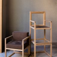 wooden stool and wooden furnished chair