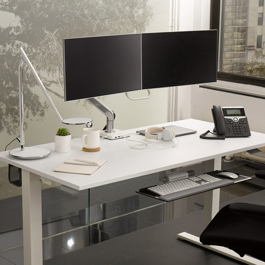Desk featuring M/Connect 2 docking station and monitor by Humanscale