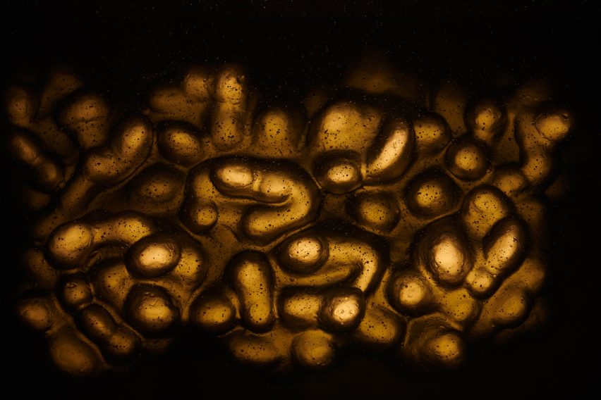 Detail of brown textured glass sculpture