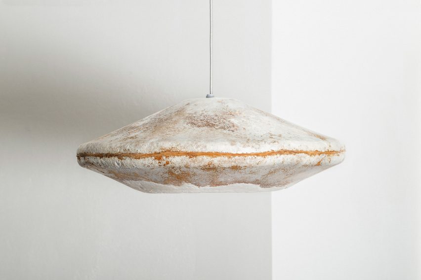 A hanging lampshade made from biomaterials