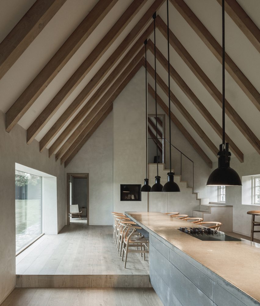 Kitchen and dining room in Nieby Crofters Cottage by Jan Henrik Jansen and Marshall Blecher