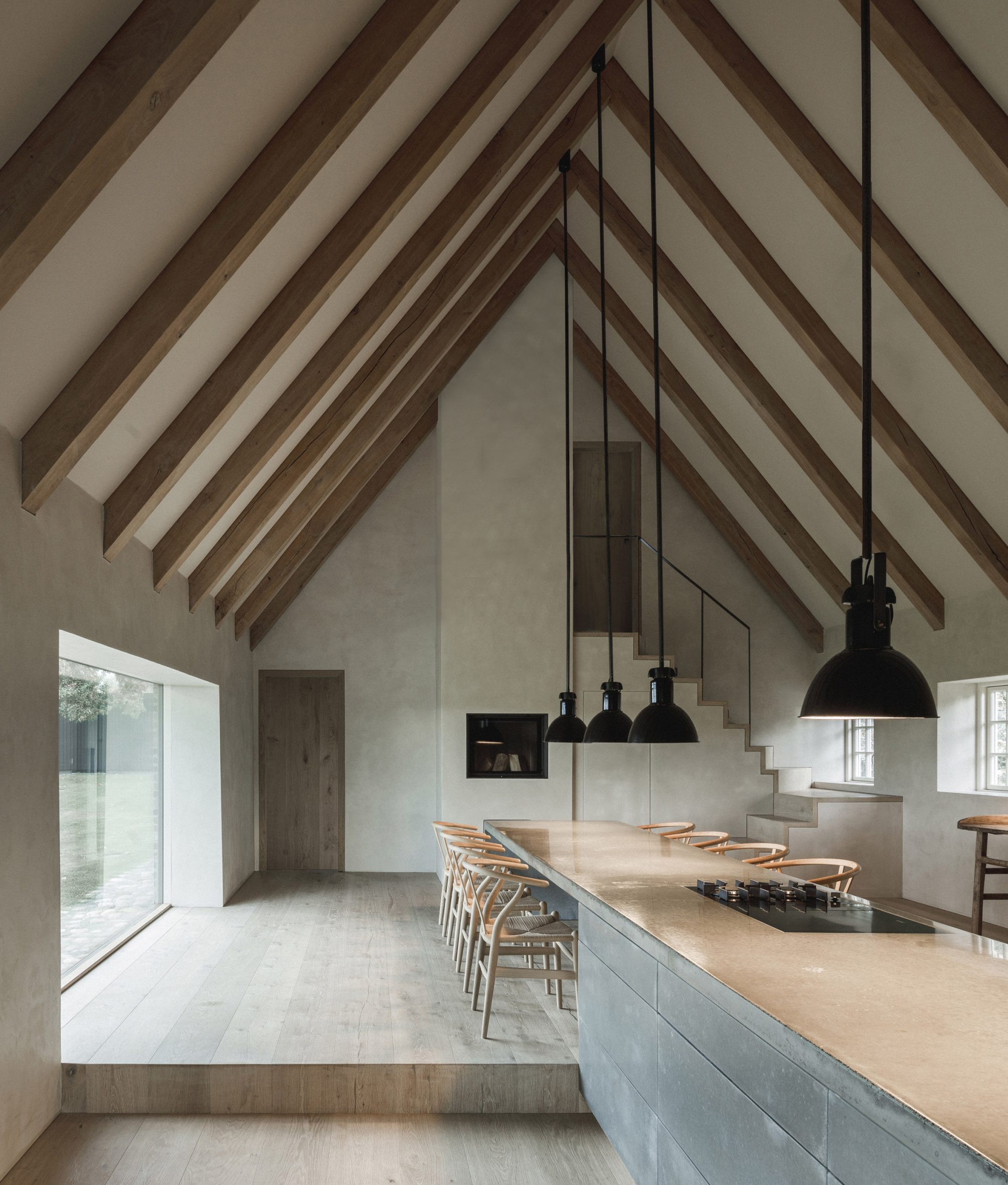 Exposed ceiling beams in Nieby Crofters Cottage by Jan Henrik Jansen and Marshall Blecher