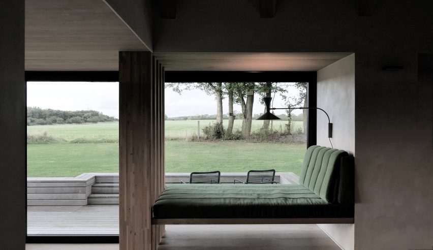 Daybed in living room of Nieby Crofters Cottage by Jan Henrik Jansen and Marshall Blecher