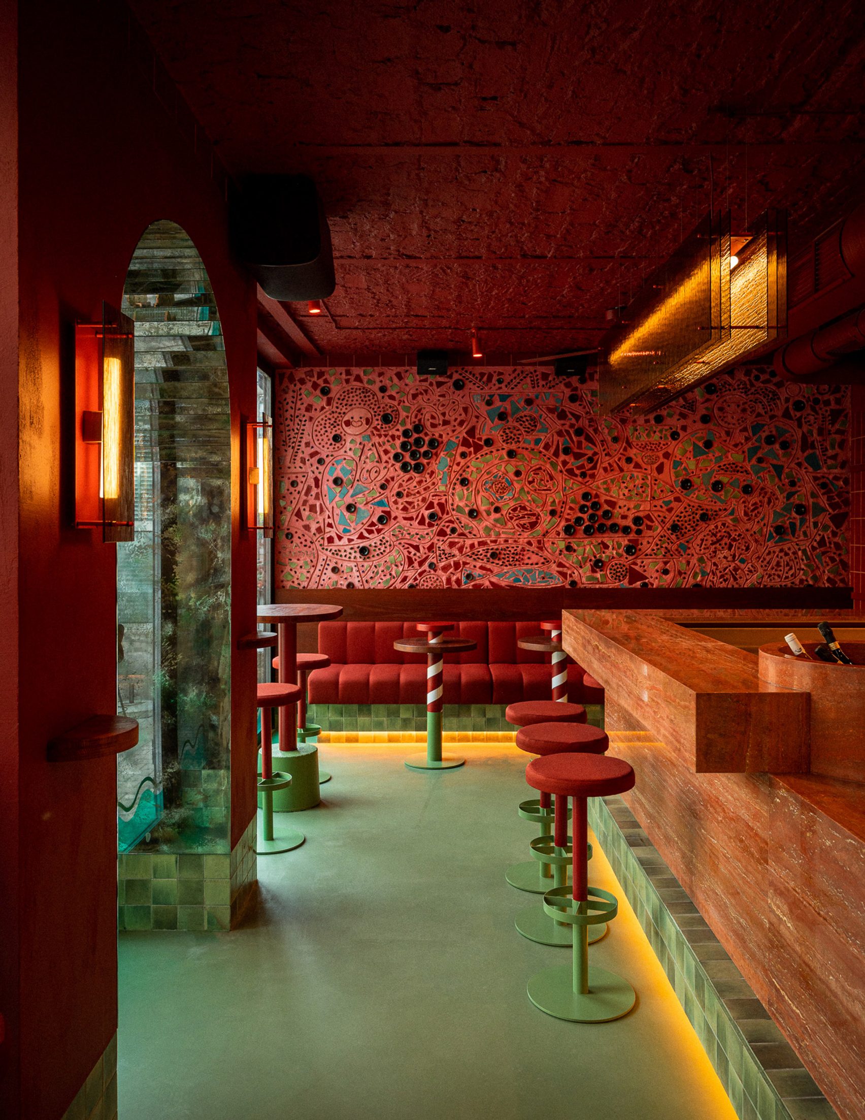 Venice floodwaters inform two-tone interior of Va Bene Cicchetti bar