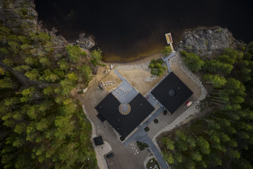 Aerial view of the Pistohiekka Resort in Finland by Studio Puisto