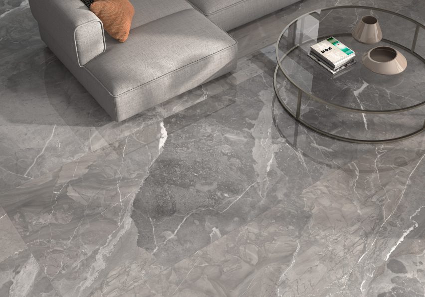 Floor with grey Rosa Persia tiles