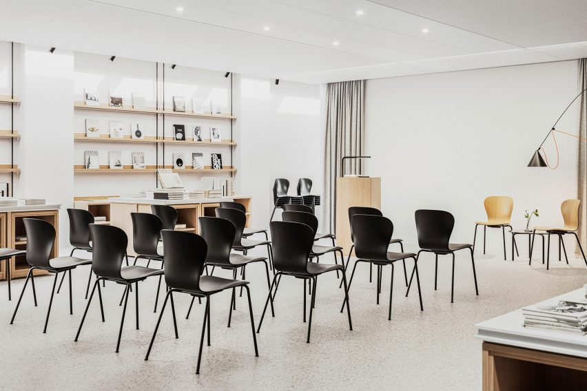 Black S 220 chairs by Industrial Facility for Thonet in a meeting room