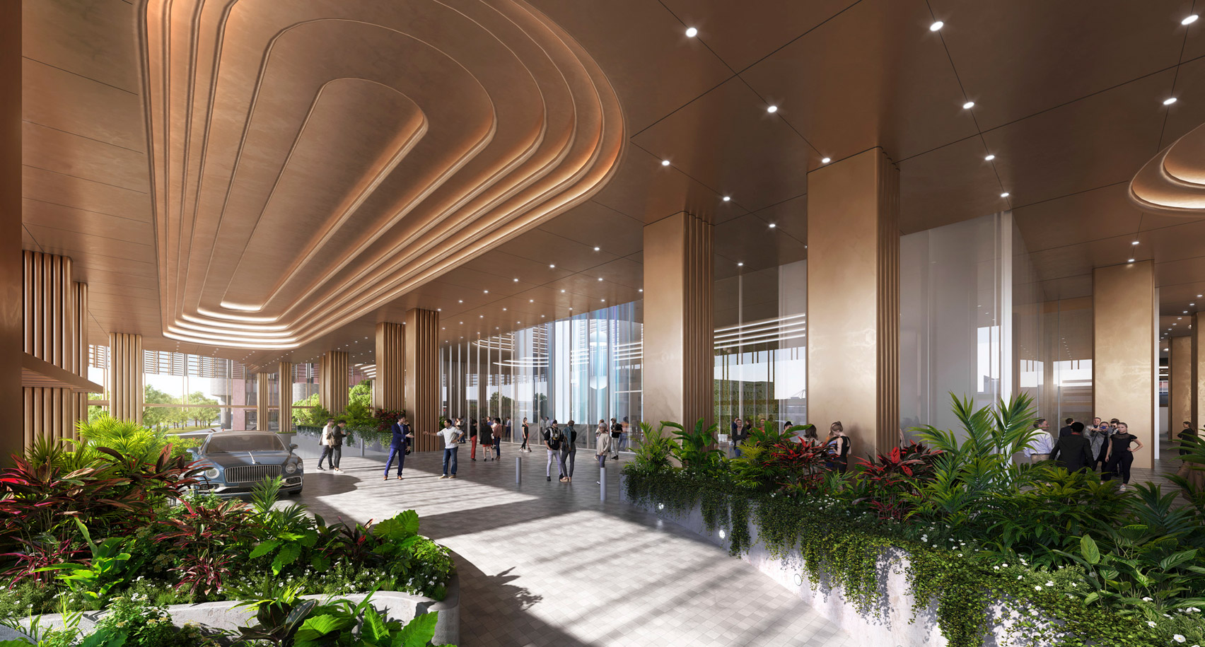 Lobby rendering SOM supertall Singapore