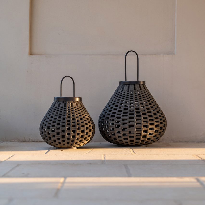 Two black outdoor lamps by Poltrona Frau
