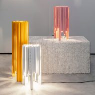 Yellow, white and pink High Profile floor lamps by MVRDV and Delta Light