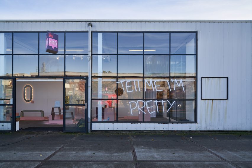 Exterior shot of tell me I'm pretty exhibition at DDW
