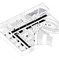 Axonometric drawing of Superimpose Architecture's creates subterranean conference centre