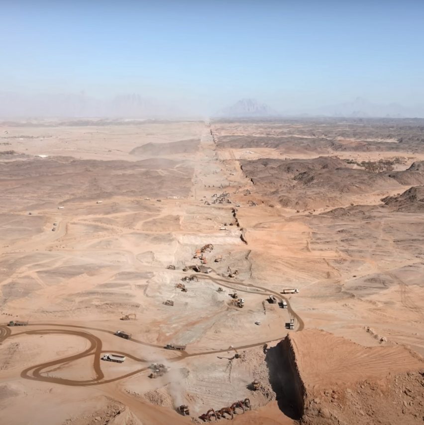 Drone footage of The Line in Saudi Arabia