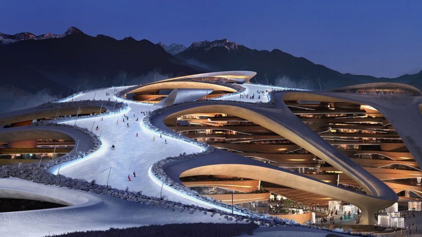 Render of the Trojena resort which will be used to host the 2029 Asian Winter Olympics