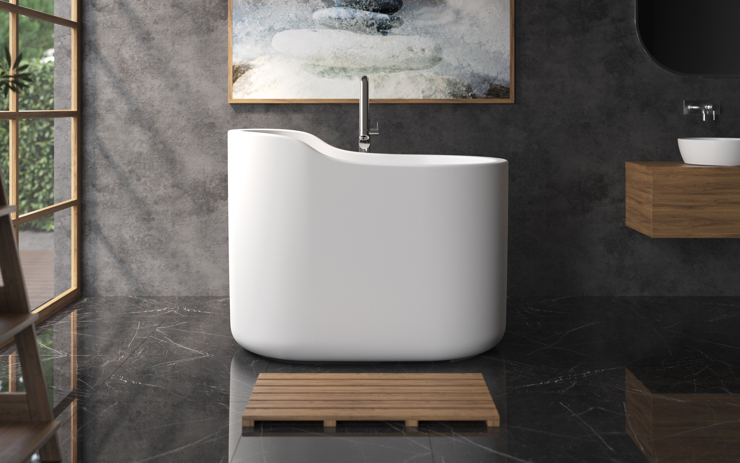 True Ofuro Nano bathtub by Joseph Burnstein for Aquatica