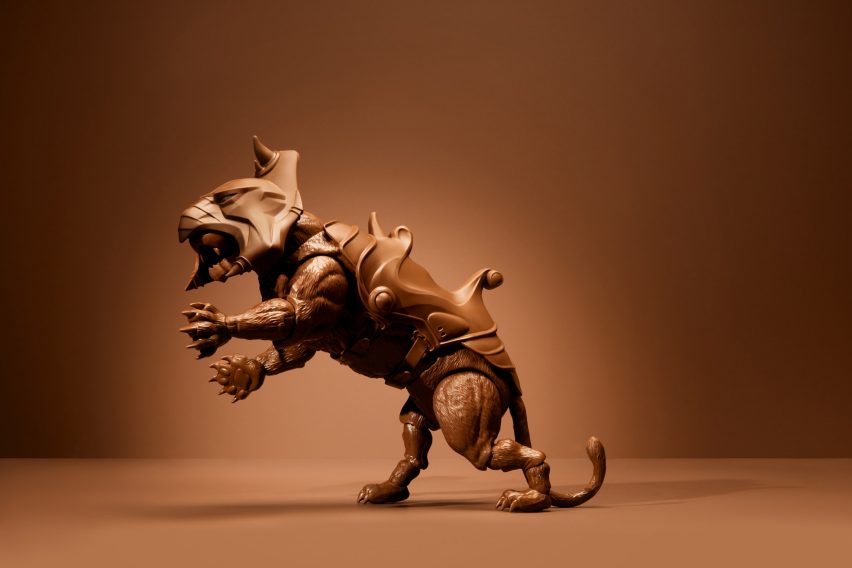 Mid-brown Battle Cat figure from the Virgil Abloh and Mattel Creations collaboration
