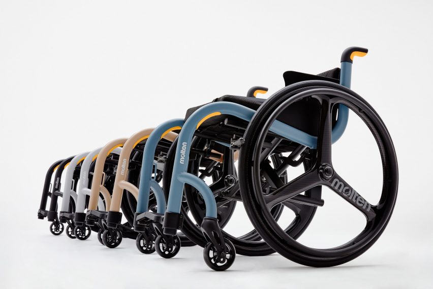Row of four wheelchairs designed by Quantum