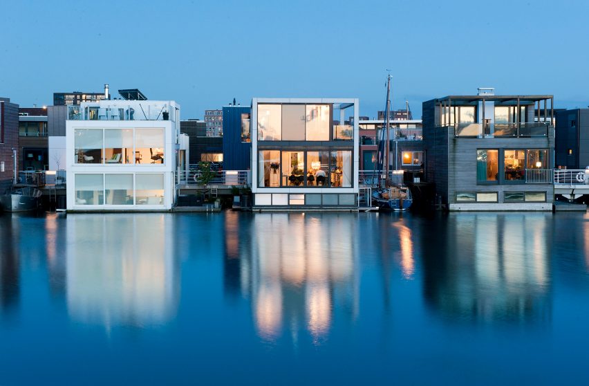 Photo of floating buildings on the water