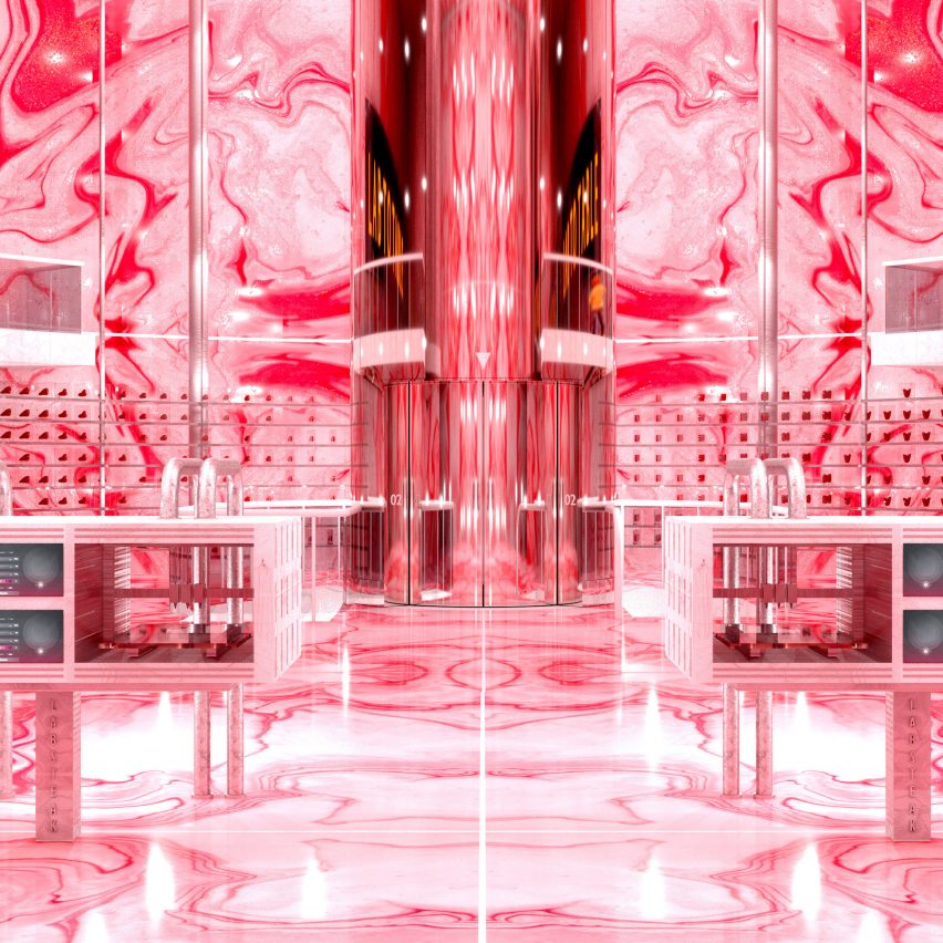 Visualisation of pink shiny interior