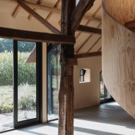 Timber column in Barn at the Ahof by Julia van Beuningen