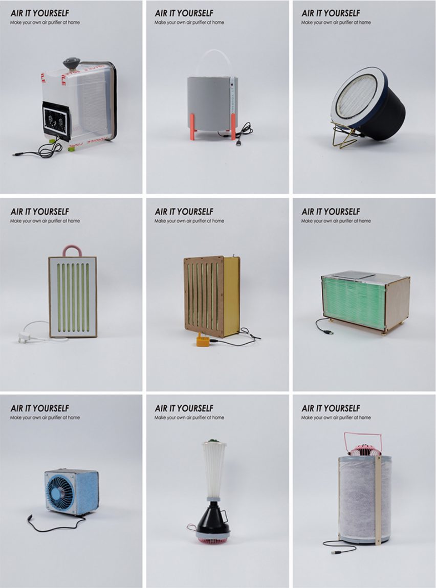 Six different versions of Air-It-Yourself air purifier by Jihee Moon from Newtab-22